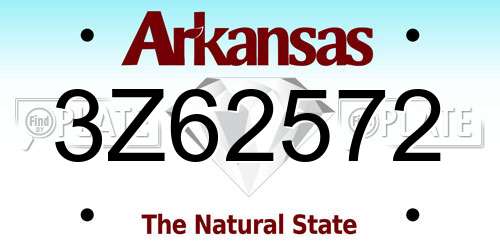 3Z62572 Arkansas License Plate