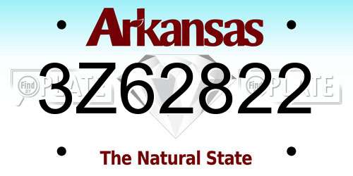3Z62822 Arkansas License Plate