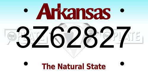 3Z62827 Arkansas License Plate