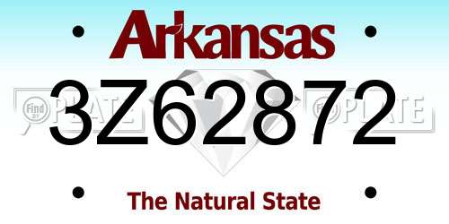 3Z62872 Arkansas License Plate