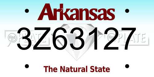 3Z63127 Arkansas License Plate