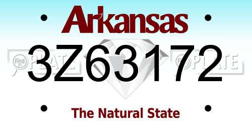 3Z63172 Arkansas License Plate
