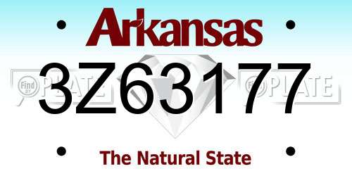 3Z63177 Arkansas License Plate