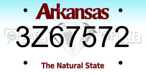 3Z67572 Arkansas License Plate