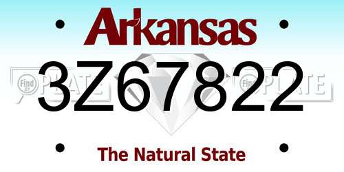 3Z67822 Arkansas License Plate