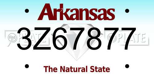 3Z67877 Arkansas License Plate