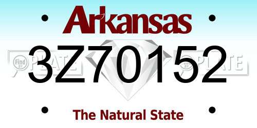 3Z70152 Arkansas License Plate