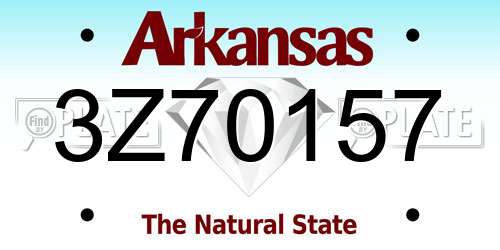 3Z70157 Arkansas License Plate