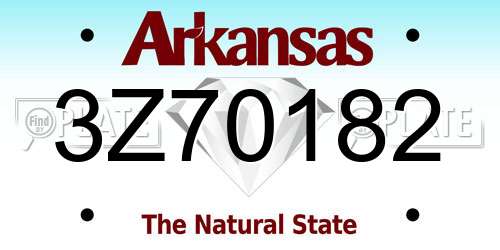 3Z70182 Arkansas License Plate