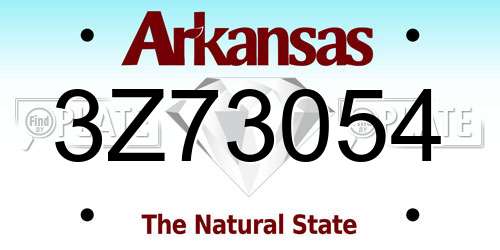 3Z73054 Arkansas License Plate