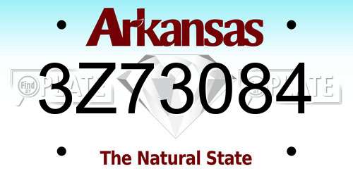 3Z73084 Arkansas License Plate
