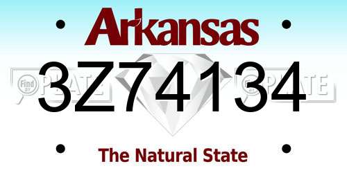 3Z74134 Arkansas License Plate