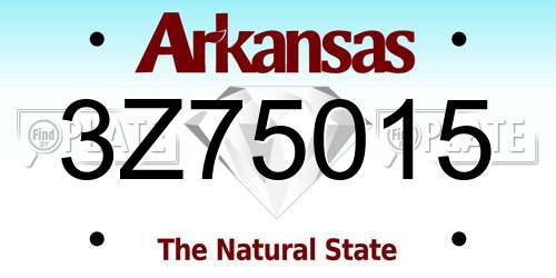3Z75015 Arkansas License Plate