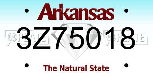 3Z75018 Arkansas License Plate