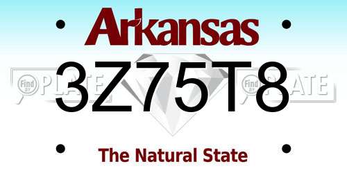 3Z75T8 Arkansas License Plate