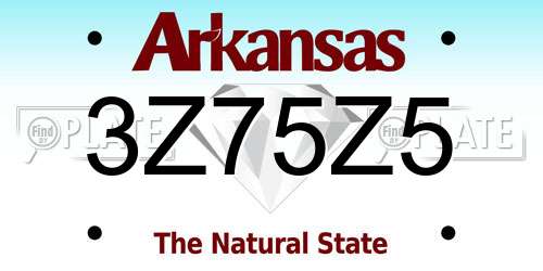 3Z75Z5 Arkansas License Plate