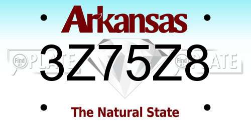 3Z75Z8 Arkansas License Plate