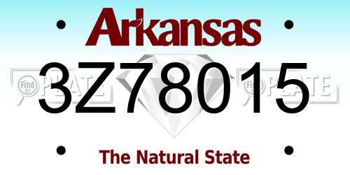 3Z78015 Arkansas License Plate