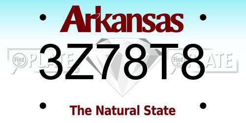 3Z78T8 Arkansas License Plate
