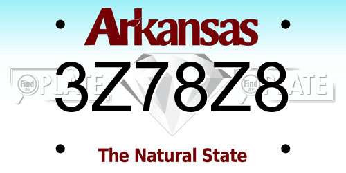 3Z78Z8 Arkansas License Plate