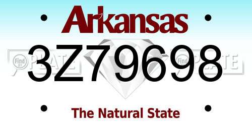 3Z79698 Arkansas License Plate
