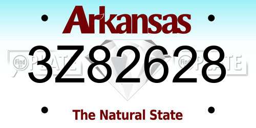 3Z82628 Arkansas License Plate