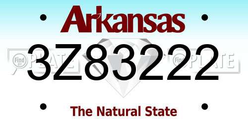 3Z83222 Arkansas License Plate