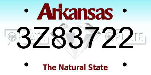 3Z83722 Arkansas License Plate