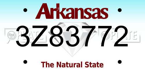 3Z83772 Arkansas License Plate