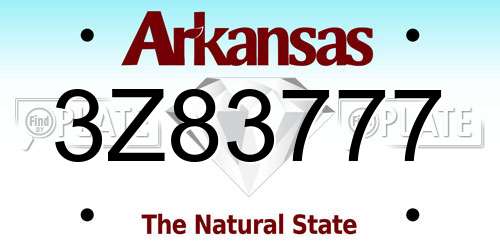 3Z83777 Arkansas License Plate