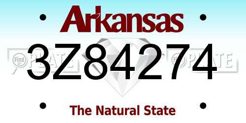 3Z84274 Arkansas License Plate
