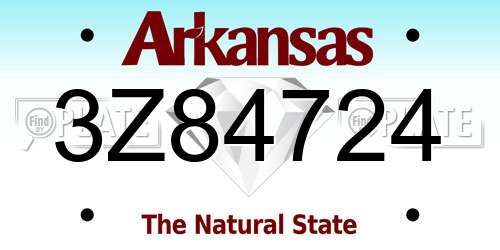3Z84724 Arkansas License Plate