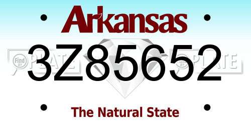3Z85652 Arkansas License Plate