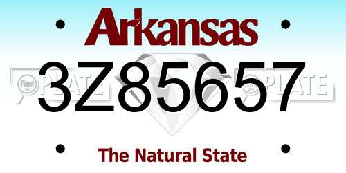 3Z85657 Arkansas License Plate