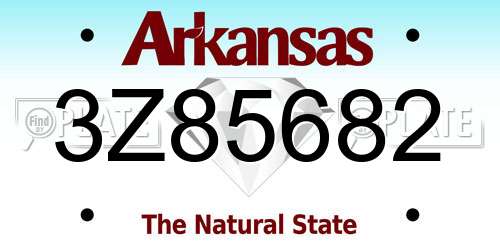 3Z85682 Arkansas License Plate