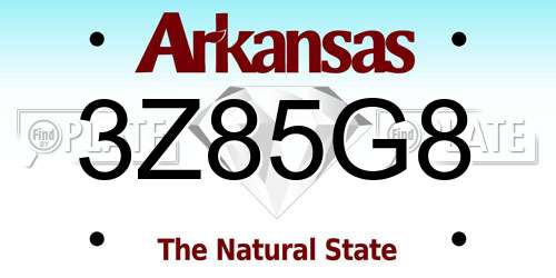 3Z85G8 Arkansas License Plate