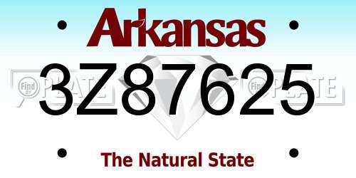 3Z87625 Arkansas License Plate