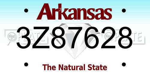 3Z87628 Arkansas License Plate