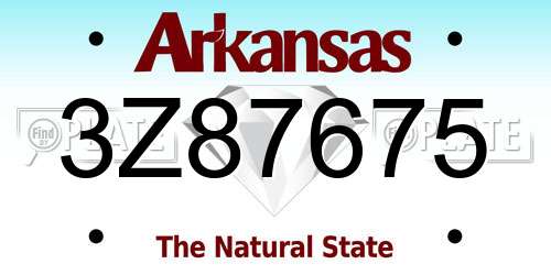 3Z87675 Arkansas License Plate
