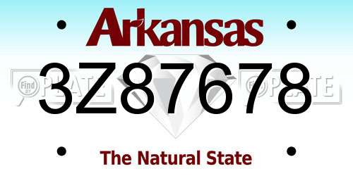 3Z87678 Arkansas License Plate