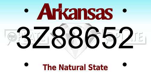 3Z88652 Arkansas License Plate
