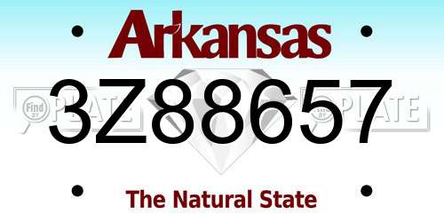 3Z88657 Arkansas License Plate