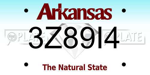 3Z89I4 Arkansas License Plate