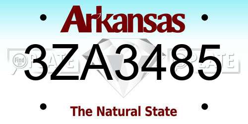 3ZA3485 Arkansas License Plate