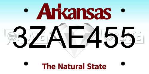 3ZAE455 Arkansas License Plate