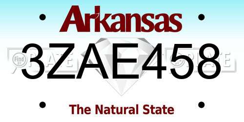 3ZAE458 Arkansas License Plate