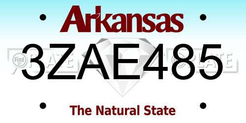 3ZAE485 Arkansas License Plate