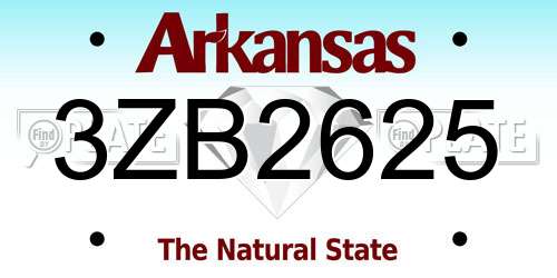 3ZB2625 Arkansas License Plate
