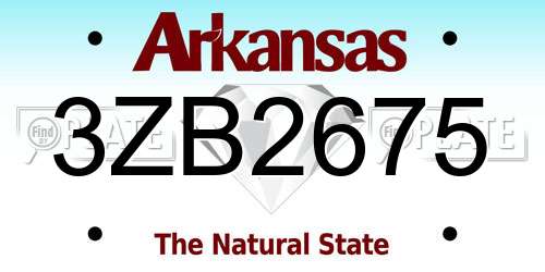 3ZB2675 Arkansas License Plate