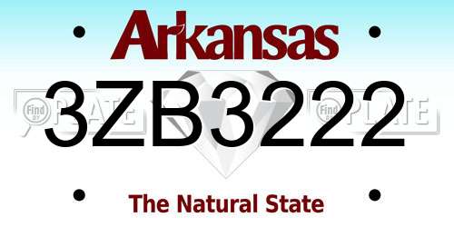 3ZB3222 Arkansas License Plate